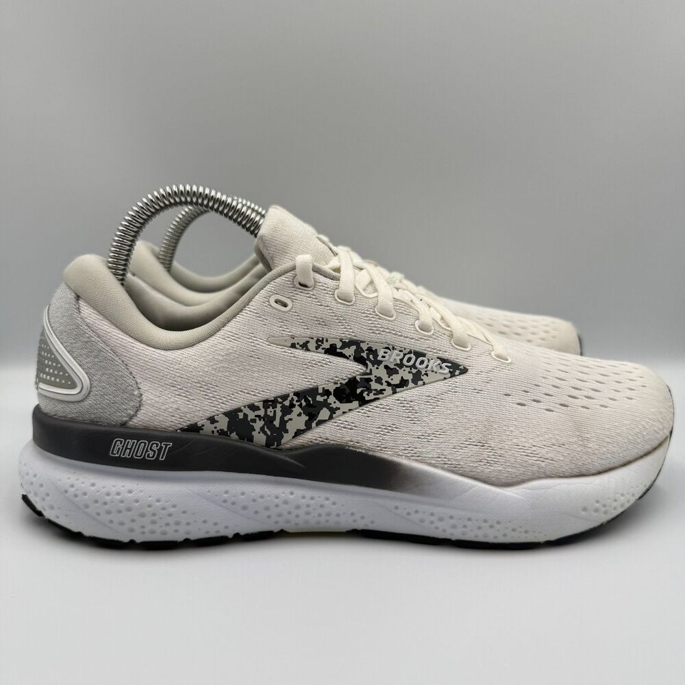 Brooks Ghost 16 Women's 9 White‎ Gray Running Walking Shoes Sneakers 1204071B147